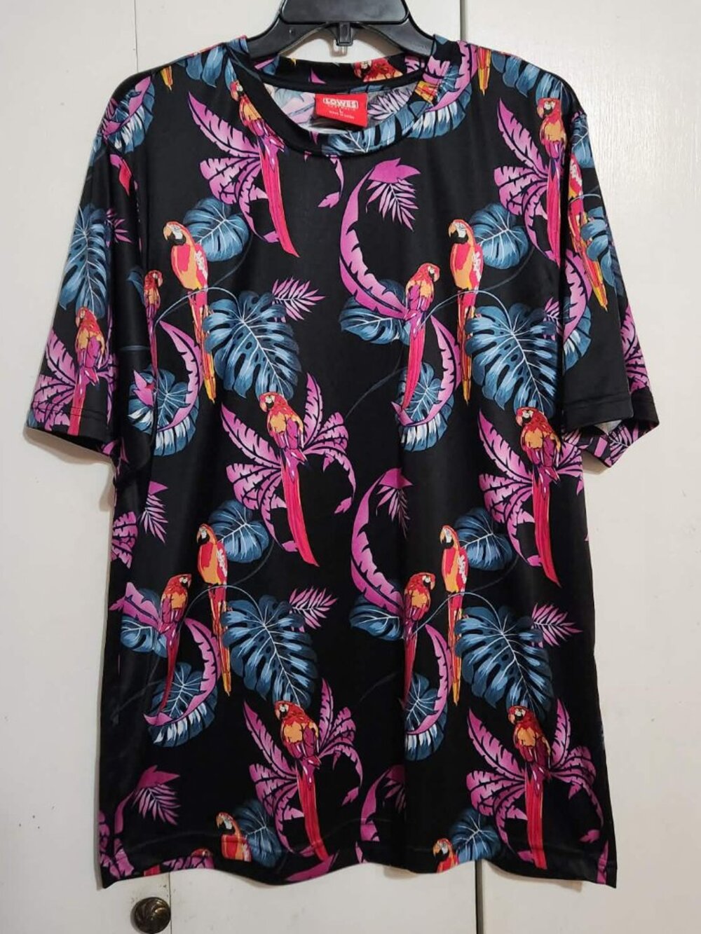 Lowes Australia Men's L T-Shirt Tropical Parrot Monstera Leaf Hawaiian Party